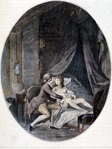 Valmont schrijft een brief op Emilia