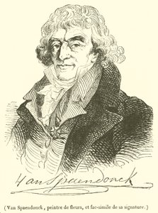 Van Spaendonck, schilder van bloemen, en facsimile van zijn handtekening door French School