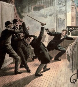 Verschillende feiten: de anarchist Jules Bonnot, leider van de Bonnot-bende, vermoordde Louis Jouins 1912 door French School