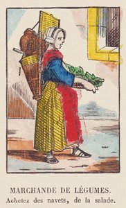 Groenteverkoper. Koop rapen, salade, rond 1819 (print)