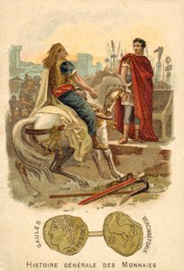 Vercingetorix onderwerpt zich aan Julius Caesar, 52 v.Chr. door French School