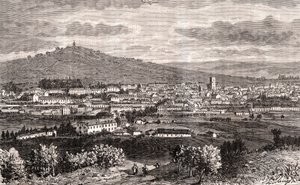 Vesoul - gemeente van de Grand Est van Frankrijk, prefectuur van het departement Haute-Saone in de regio Bourgogne-Franche-Comte - gravure in 