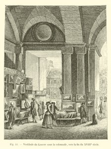 Vestibule van het Louvre onder de colonnade, eind 18e eeuw door French School