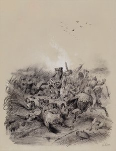 Overwinning van de Zwitsers op de Oostenrijkers onder leiding van Hertog Leopold I in de Slag bij Morgarten