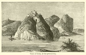 Uitzicht op Ibrim, tegenwoordig (gravure) door French School