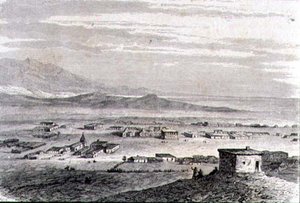 Uitzicht op Los Angeles in de jaren 1860 door French School