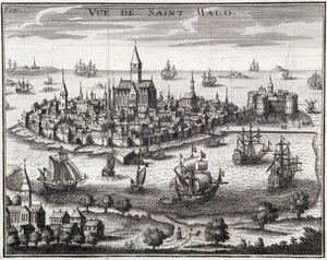 Zicht op St Malo - Anonieme gravure