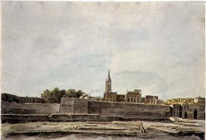 Uitzicht op een stadsgezicht in Zuid-Frankrijk, c.1800 door French School