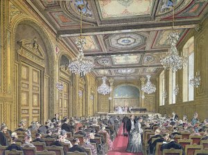 Zicht op een concert in de Salle Herz aan de Rue de la Victoire, Parijs, ca. 1870-80