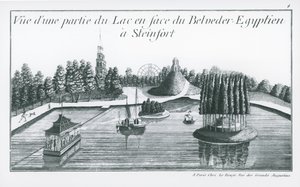 Uitzicht op een deel van het meer voor de Egyptische Belvedere in Steinfort, uit 
