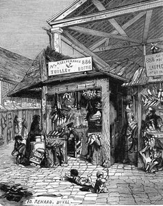 Uitzicht op het Zwarte Woud Plein in de oude tempel wandeling (gravure) door French School