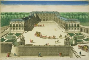 Zicht op het Kasteel van St. Cloud, gegraveerd door Antoine Aveline door French School