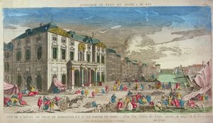 Uitzicht op het stadhuis, Marseille, in 1720 door French School