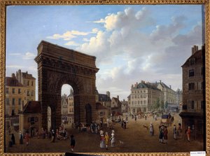 Zicht op de Porte Saint Martin in Parijs door French School
