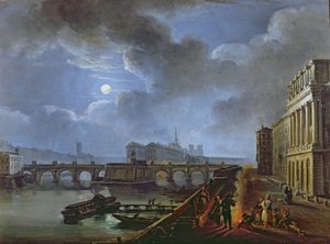 Uitzicht op de Seine vanaf de linkeroever, eind achttiende eeuw door French School