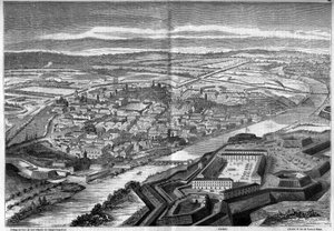 Uitzicht op de stad en citadel van Alexandrië in Italië door French School