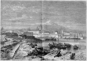 Uitzicht op de stad Catania aan de voet van de vulkaan Etna. Sicilië, Italië