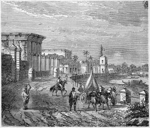 Uitzicht op de stad Chandernagor, India