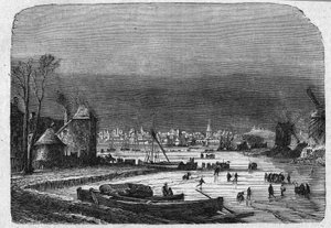 Uitzicht op de stad Den Haag in Nederland, eind 19e eeuw. Gravure in 
