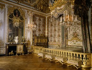 Uitzicht op de kamer van de Koningin van Frankrijk Marie Antoinette van Habsburg Lorraine (1755-1793). Versailles, kasteelmuseum