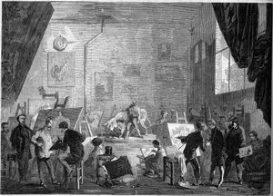 Zicht op het atelier van de schilder Gustave Courbet, rue Notre Dame des Champs in Parijs door French School
