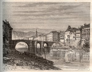 Villeneuve-sur-Lot - departement Lot-et-Garonne - gravure in 