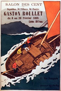 Vintage poster voor schilderijgalerij tentoonstelling door kunstenaar Gaston Roulette, 1895 door French School