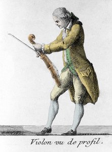 Viool gezien vanaf de zijkant. Gravure uit het einde van de 18e eeuw. door French School