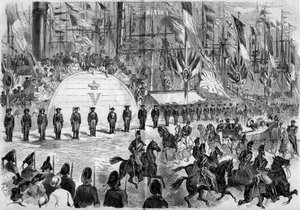 Bezoek van Napoleon III (1808-1873) en keizerin Eugénie (1826-1920) aan Cherbourg (Manche, 50) door French School