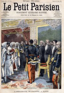 Bezoek van de Marokkaanse ambassade ontvangen door de president van Frankrijk Emile Loubet in Parijs, in 