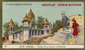 Bezoek aan een tempel in Benares, India door French School