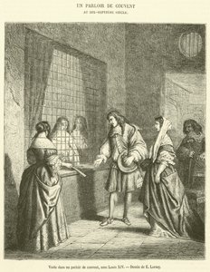 Bezoek in een kloosterparloir, onder Lodewijk XIV