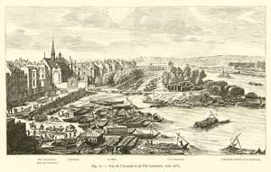 Uitzicht op het Arsenaal en het eiland Louviers, rond 1670