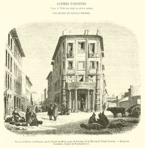 Uitzicht op het Huis van Poussin, op de Triniteit van de Berg, gezien vanaf de Portiek van het Huis van Claude Lorrain