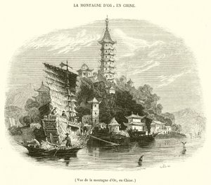 Uitzicht op de Gouden Berg, in China door French School