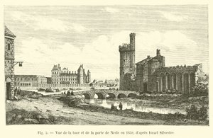 Uitzicht op de toren en de poort van Nesle in 1650, naar Israel Silvestre door French School