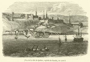 Uitzicht op de stad Quebec, hoofdstad van Canada, in 1720 door French School