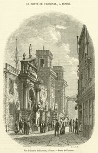 Uitzicht op de ingang van het Arsenaal, in Venetië door French School