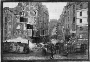 Uitzicht op de sloop van het Place Maubert in Parijs door French School