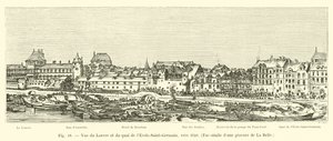 Zicht op het Louvre en de kade van de École-Saint-Germain, rond 1640, Fac-simile van een gravure van La Belle