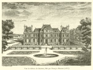 Zicht op het kasteel van Maisons, gebouwd door Francois Mansart door French School