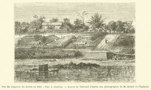 Uitzicht op het depot van Gabon in 1861, kolenpark door French School