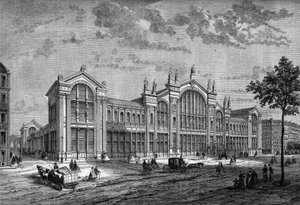 Buitenaanzicht van het Gare du Nord in Parijs, gebouwd door de Franse architect Jacques Hittorff (1792-1867) door French School