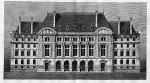 Buitenaanzicht van de nieuwe gebouwen van de Sorbonne in Parijs door French School