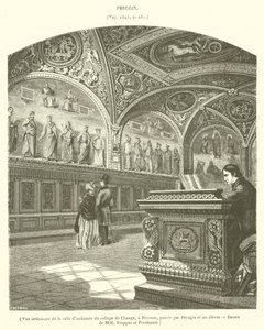 Binnenaanzicht van de rechtszaal van het college van Change, in Perugia door French School
