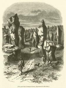 Gezicht op het veld van Carnac, departement Morbihan (gravure) door French School