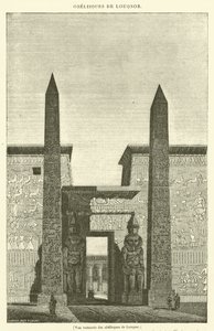 Herstelde weergave van de obelisken van Luxor (gravure) door French School