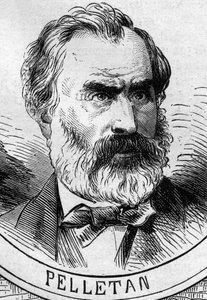 Oorlog van 1870 - Regering van de Nationale Verdediging: portret van Eugène Pelletan (1813-1884), lid van de voorlopige regering van 1870. Gravure in 