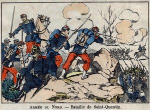 Oorlog van 1870 tussen Frankrijk en Pruisen: De Slag bij Saint Quentin in januari 1871. Afbeelding van Epinal door French School