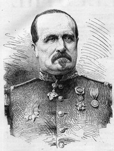 Oorlog van 1870: portret van Jules Marie Ladreit de La Charrière (1806-1870), Franse soldaat. Gravure in 